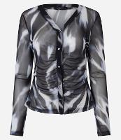 Camisa em Tule com Estampa Abstrata - 1