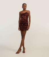 Vestido Um Ombro Só em Paetê Metalizado - 2