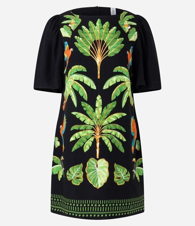 Vestido Curto em Viscose com Estampa Tropical - 1