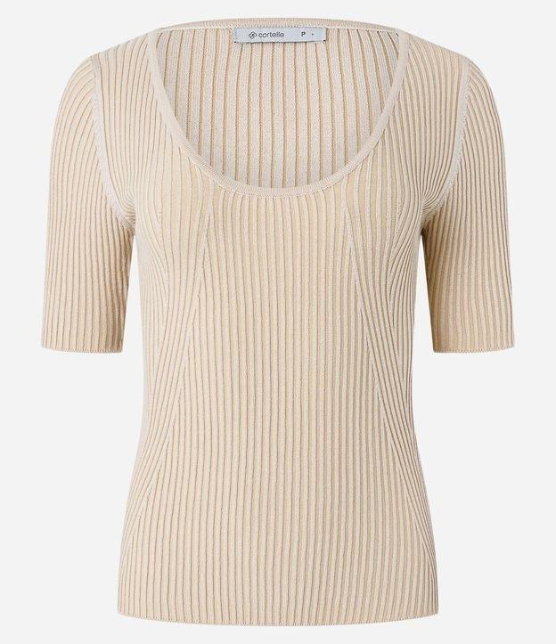 Blusa Canelada em Tricô com Decote U - 1