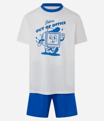Pijama Curto em Algodão com Estampa Out Of Office