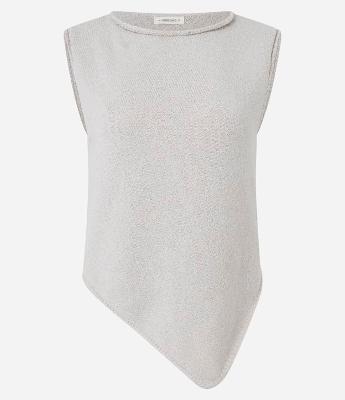 Blusa Sem Manga em Tricot com Decote Careca e Barra Assimétrica