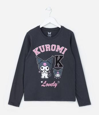Camiseta Infantil com Estampa Kuromi - Tam 5 a 14 anos