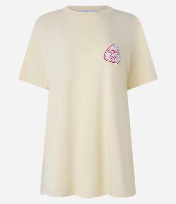 Camiseta Alongada em Algodão com Estampa Selos Gilberto Gil