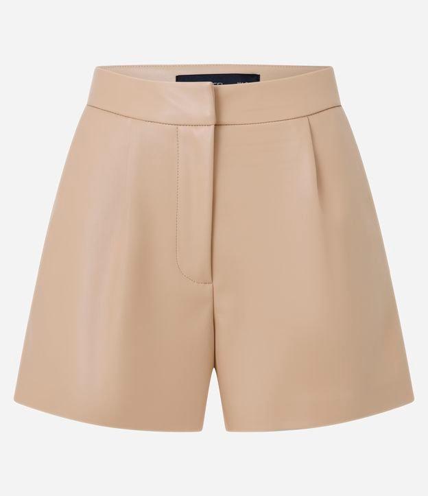Short em Pu com Cintura Alta e Pregas - 1