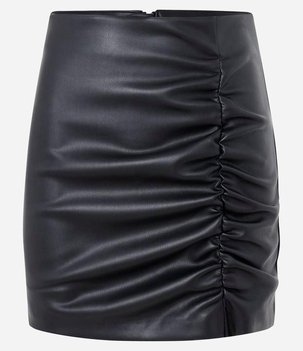 Saia Curta em Pu com Franzido Frontal - 1