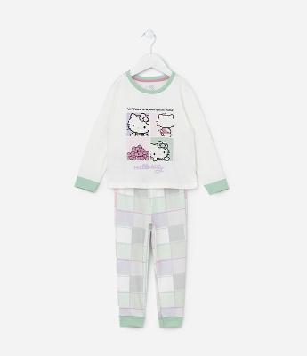 Pijama Longo Infantil em Algodão com Estampa Hello Kitty - Tam 2 ao 6 Anos