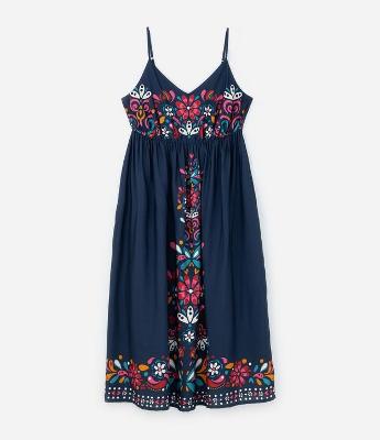 Vestido Longo Viscose Estampa Floral Solar Curve & Plus Size
