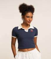 Blusa Cropped em Algodão com Gola Polo e Bordado de Cerejinhas - 1