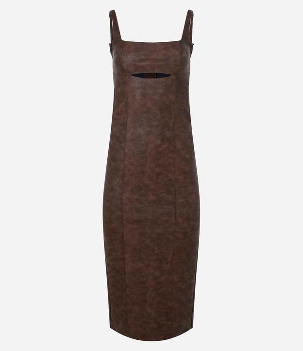 Vestido New Midi em Pu com Abertura Abaixo do Busto - 1
