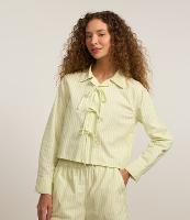 Camisa em Sarja Listradinha com Amarração de Lacinhos - 2