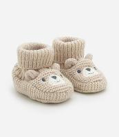 Sapato Infantil em Tricô com Bordado Carinha de Urso - Tam 0 a 12 meses - 1