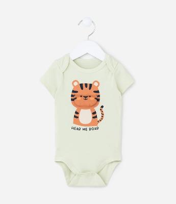 Body Infantil com Estampa Interativa de Tigrinho - Tam 0 a 18 meses