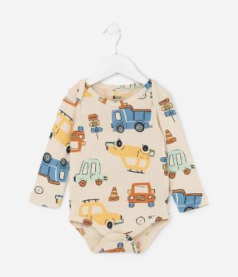 Body Infantil com Estampa Carrinhos - Tam RN a 18 meses