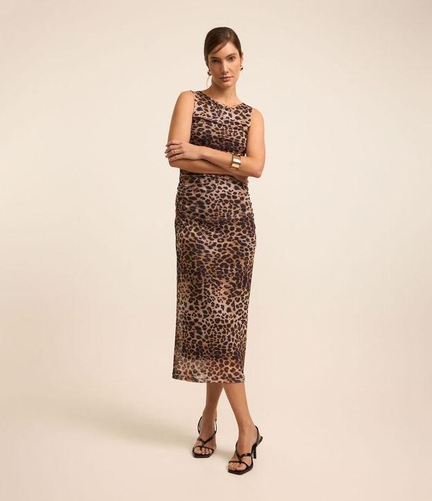 Vestido Midi em Tule com Estampa Animal Print - 1