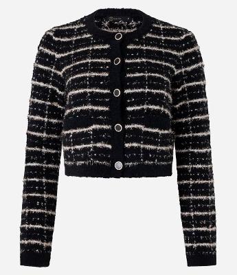 Cardigan Cropped em Tweed Xadrez