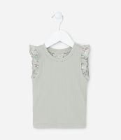 Regata Infantil em Ribana com Babadinho Floral - Tam 1 a 5 Anos - 1