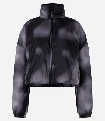 Jaqueta Balonê com Estampa Manchada e Gola Alta