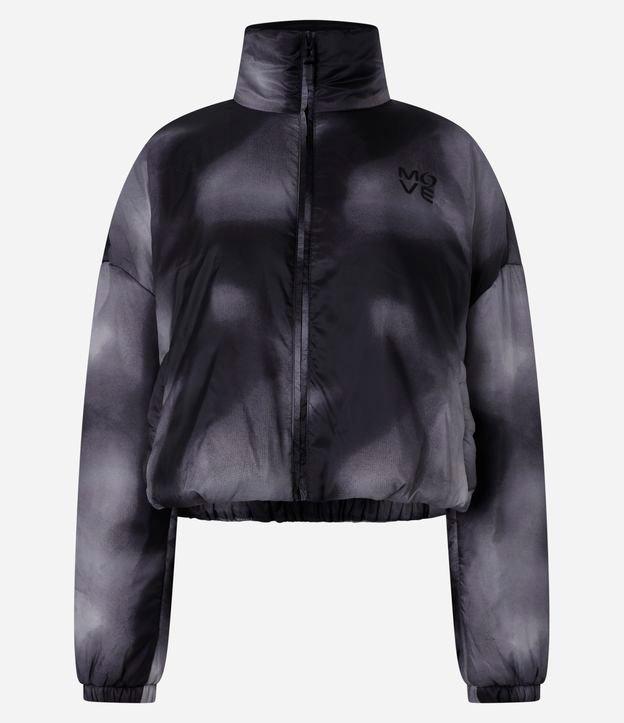 Jaqueta Balonê com Estampa Manchada e Gola Alta - 1