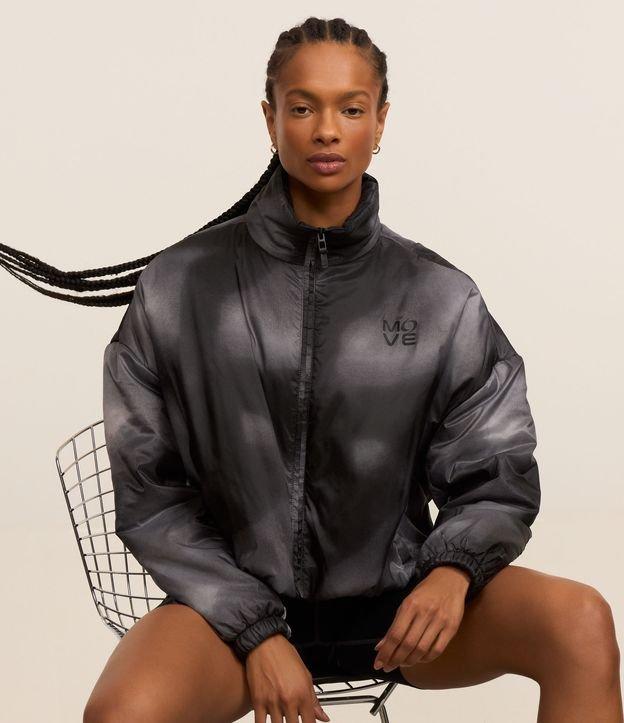 Jaqueta Balonê com Estampa Manchada e Gola Alta - 2