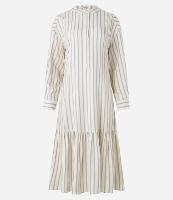 Vestido Chemise Midi Manga 3/4 em Viscolinho Listrado - 1