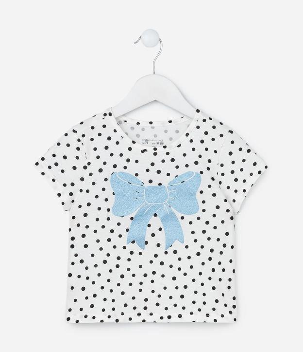 Blusa Infantil com Estampa Poá e Laço com Brilhos - Tam 1 a 6 Anos - 1