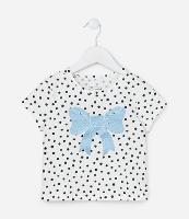 Blusa Infantil com Estampa Poá e Laço com Brilhos - Tam 1 a 6 Anos - 1