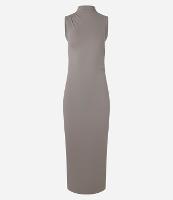 Vestido Long Midi em Microfibra com Golinha e Franzido na Lateral - 1