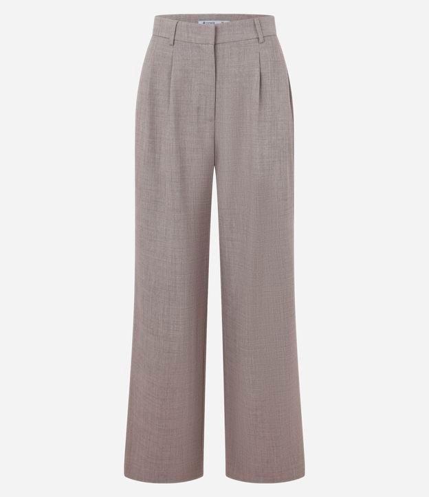 Calça Wide Leg em Alfaiataria com Cós Simples e Pregas Frontais - 1