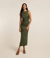 Vestido Longo em Microfibra com Franzido Lateral - 2