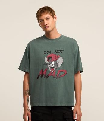 Camiseta Boxy em Algodão Estonado com Estampa Tom & Jerry