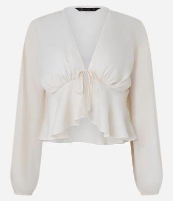 Blusa Boho Chic em Crepe Liso com Amarração Frontal
