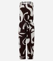 Macacão Reto em Viscose com Estampa Abstrata e Cava de Tricô - 1