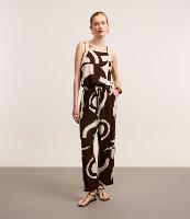 Macacão Reto em Viscose com Estampa Abstrata e Cava de Tricô - 3