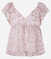 Blusa Boho Chic Peplum em Chiffon Babados e Estampa Floral Paisley - 1