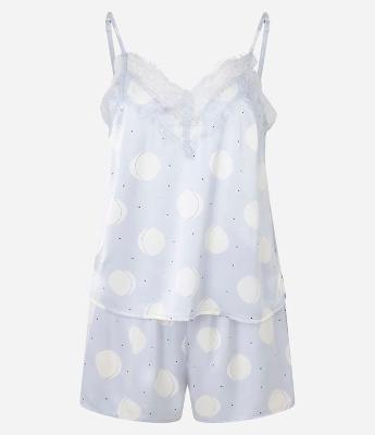 Pijama Short Doll de Alcinha em Cetim com Estampa de Lua