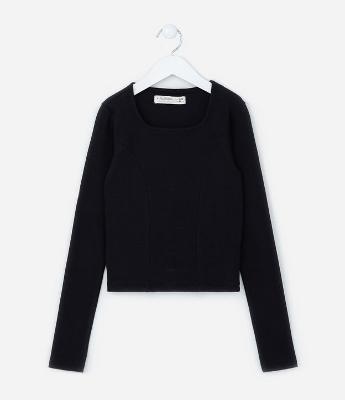 Blusa Curta Infantil Canelada - Tam 5 a 14 Anos