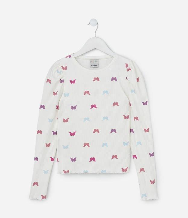 Blusa Infantil Canelada com Manga Bufante - Tam 5 a 14  Anos - 1