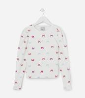 Blusa Infantil Canelada com Manga Bufante - Tam 5 a 14  Anos - 1