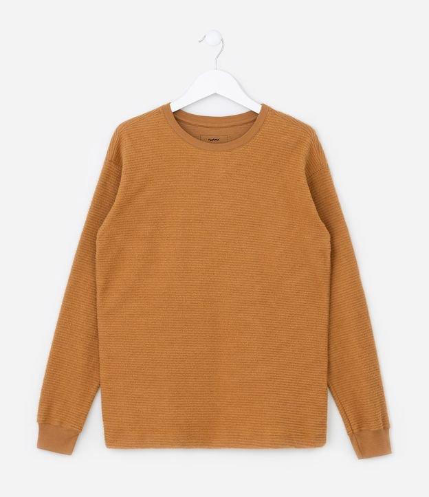 Camiseta Infantil com Textura Listrada - Tam 5 a 14 anos - 1