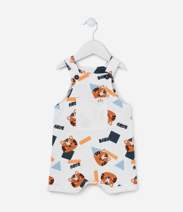 Jardineira Infantil Texturizada com Estampa Tigrinho - Tam 0 a 18 meses - 1