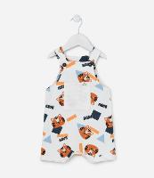 Jardineira Infantil Texturizada com Estampa Tigrinho - Tam 0 a 18 meses - 1