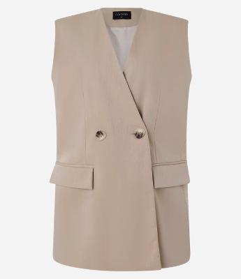 Colete Alongado em Alfaiataria Transpassado com Botões