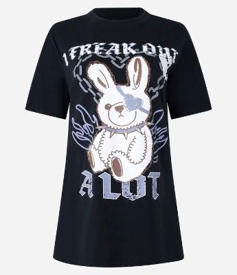 Camiseta em Algodão com Estampa Freak Out Coelho