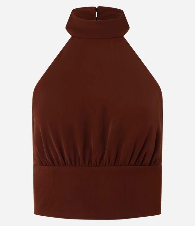 Blusa Cropped em Crepe com Decote Halter - 1