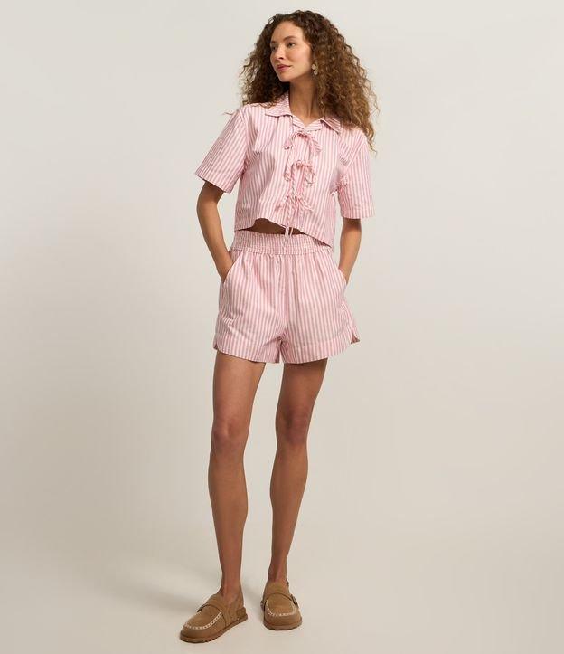 Short Runner em Sarja com Listras e Cós Elástico - 2