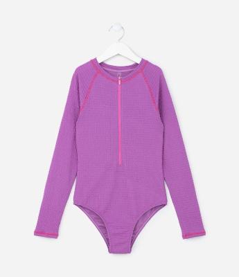 Maiô Infantil com Zíper e Proteção UV - Tam 4 a 14 Anos