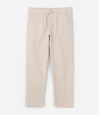 Calça em Algodão com Cós Elástico e Textura