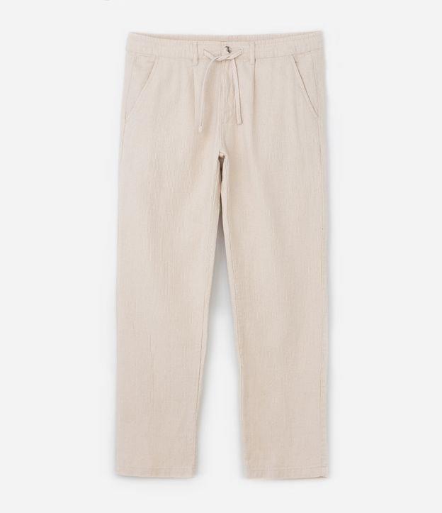 Calça em Algodão com Cós Elástico e Textura - 1