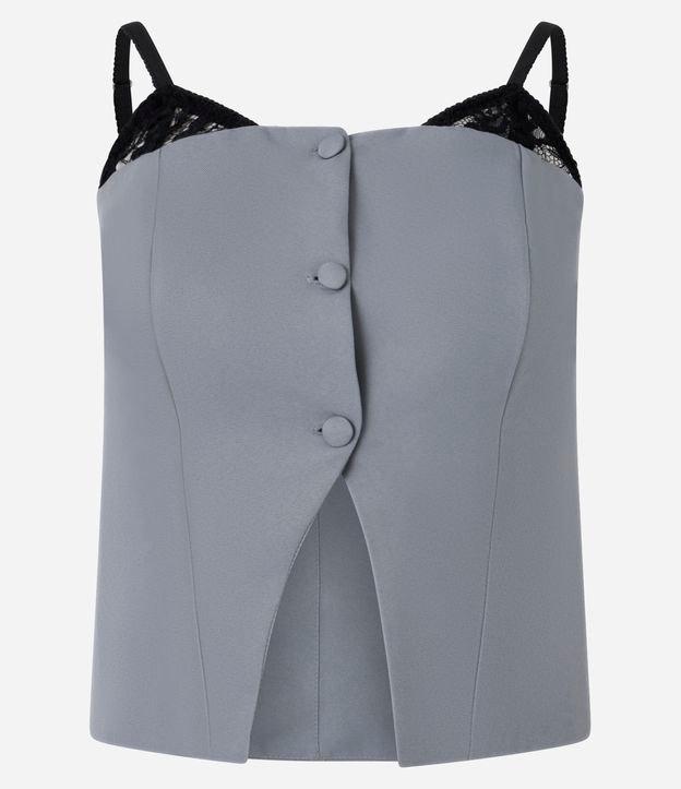 Blusa Colete Alfaiataria com Aplicação de Renda - 1